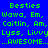 Blue background with green pixelated text listing names and 'AWESOME' in a pattern, showing animation changes in highlighted text blocks