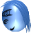 Pixelated blue sphere with light gradient, featuring black abstract symbols on its surface and a white highlight on the upper right.