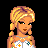 Pixel art of a blonde woman in a white dress with colorful symbols, shown from multiple angles including full-body and close-up views.
