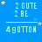 Blue background with repeated pixelated text and star positions shifting across frames.