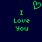 Green pixelated text and heart symbol on dark blue background, with identical left and right sections displaying 'I Love You' beneath the heart.