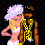 Pixelated cartoon figures of a woman and man in a couple pose with red text below.