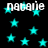 Black background with scattered cyan stars and repeated white text 'natalie' in two