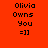 Four display "Olivia Owns You =]]" text with varying background colors and one 's color change