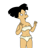 Pixelated cartoon character with tan skin, black hair, and white undergarments, standing with hands near chest and one hand raised.