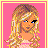 A 4x4 contact sheet of pixelated animated frames showing a blonde character in various poses with pink background and yellow text "true blonda".