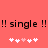 Red background with black text reading "!! single !!! single !!" and two of white and light pink pixelated heart symbols below