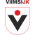 Pixelated icon with shield-shaped white field bordered in light pink, featuring a large black V shape and red circle above it, with partial text 'VIM91JR' in dark and red pixels at top.