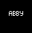 Pixelated 'ABBY' text appears above of colored heart icons on a black background, with animated color changes across frames