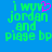 Blue background with green pixelated text reading 'i wuv jordan and piage bp' and a pink heart symbol replacing the 'u' in 'wuv'.