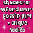Pixelated text on a pink sparkly background lists various character descriptions and names like "chace crs," "gossip girl," and "jordan brad."