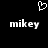 Pixelated white heart symbol above two identical pixelated text strings on black background.