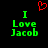 Green pixelated text "I Love Jacob" on black background with red heart symbol above, two identical static frames side-by-side.
