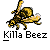 Animated contact sheet showing 13 frames of a pixel art icon featuring bees, yellow particle effects, and a Wu-Tang Clan logo with character sprites.