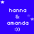 Blue background with white text 'hanna & amanda :))' repeated in a , surrounded by small white and light purple stars
