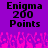Purple background with black text reading 'Enigma 200 Points' and pink pixelated shapes at the bottom.