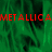 Green textured background with red pixelated text reading METALLICA in two separate horizontal segments, one at the top and one below a gray rectangular area.