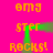 A bright pink background displays orange text and green animated lines forming a dynamic pattern.