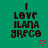 Green background with repeated text "I LOVE ILANA GRECO" in dark brown pixelated font and red heart symbols.