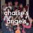 Group of people in four with text 'charlie's angels' overlaid, showing different poses and angles