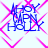 Blue text 'HOY MPN HOLY' overlaid on pink diamond-patterned background with pixelated appearance.