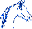 Three blue and white pixelated horse head icons arranged in a on gray background, each with distinct mane styles