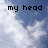 Pixelated sky background with white clouds and black text reading 'my head is in the clouds' across four sections.