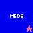 Four quadrants display 'MEDS' text with a star icon changing color between blue and pink backgrounds.