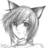 Black-and-white anime-style icon with cat ears, grayscale hair, and pixelated text reading 'Destined to be LOVELESS' on a light background.
