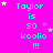 A bright pink background displays repeated text 'Taylor is 50 koolio !!!' with scattered white and pink stars, some of which move across frames.