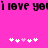 Pixelated text 'i love you' repeats across a bright pink background with two of white and light pink heart symbols below