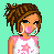 Pixel art contact sheet of a 3x3 grid showing animated frames from an AOL Instant Messenger buddy icon featuring a cartoon girl with bubblegum, pink-and-white clothing, and text phrases like "bubble-gum ~n~" and "BOOTY" on pastel backgrounds.