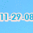 Pixelated blue background with scattered light blue squares, displaying '11-29-08' text and a '<3' symbol in light blue with white outline.