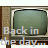 Pixelated image of a retro television set with green screen displaying 'Back in the day' text overlay.