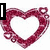 A heart-shaped frame made of pink gem-like pixels with small bubble accents, containing text that changes between 'Love' and 'Dlol' across frames.