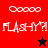 A four- displays a red and black icon with 'Ooooo' and 'FLASHY?!' text, featuring a black star and red star in different