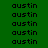 Green background with repeated 'austin' text in black, some highlighted in bright green.