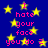 Blue background with yellow stars and pink text reading "I hate your face you do 2" repeated in a pattern