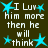 Pixelated text and cyan star icons on a dark brown background, with repeated phrases and star positions changing across frames.