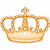 Pixelated golden crown with three arches and a cross atop, next to blue text reading 'Derek' and three dollar signs below.