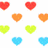 Pixelated heart-shaped icons in red, orange, green, and blue arranged in with a pink 'DANCE' text and a small pink heart on a green heart