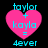 Four identical pink heart-shaped icons with cyan text reading 'taylor + kayla = 4ever' displayed in a two-by-two on black background