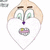 Pixelated cartoon face with light brown hair, large green eyes, purple nose, and open mouth showing teeth and tongue.