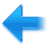 Blue pixelated arrow pointing left on gray background with gradient shading and slight transparency effect.