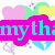 six buddy icons with pink, cyan, and white color scheme featuring heart shapes in the background