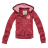Animated sequence showing four fashion items: red zip-up hoodie, light blue flared jeans, brown short-sleeve t-shirt, and pink polo shirt with 'Love' text below.