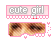 Four identical pixelated images of a person's eyes with pink borders and 'cute girl' text above, arranged in two on gray background
