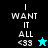 Four display text "I WANT IT ALL <33" with a star symbol; top-left and bottom-left show star color changes from cyan to black