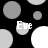 Black background with scattered gray and white circles; three instances of partial text "Eve" visible among the shapes.