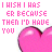 Animated contact sheet of a pink heart icon with pixelated text reading "I WISH I HAD HER BECAUSE THEN I'D HAVE YOU" across three frames showing partial visibility of the heart and text.